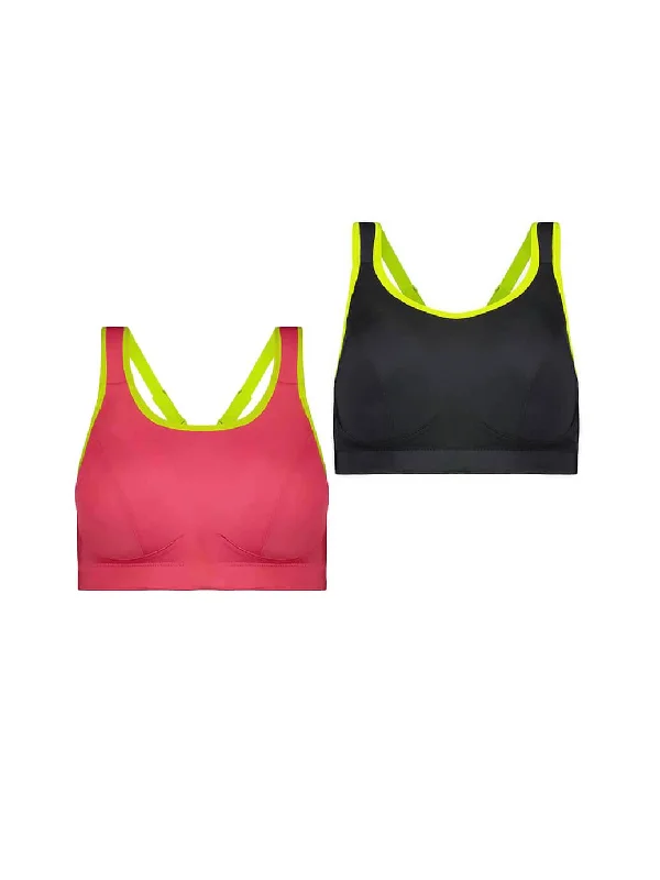 Sports Bra - 2 Pack - Flamingo,  Raven