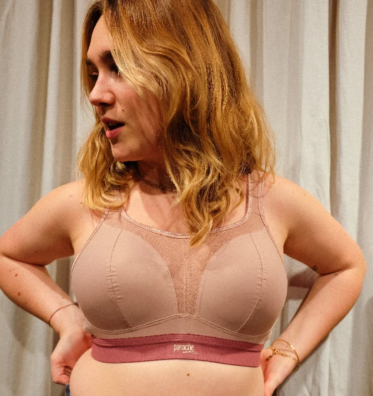 Non-wired shape sports bra [Taupe / Raspberry]