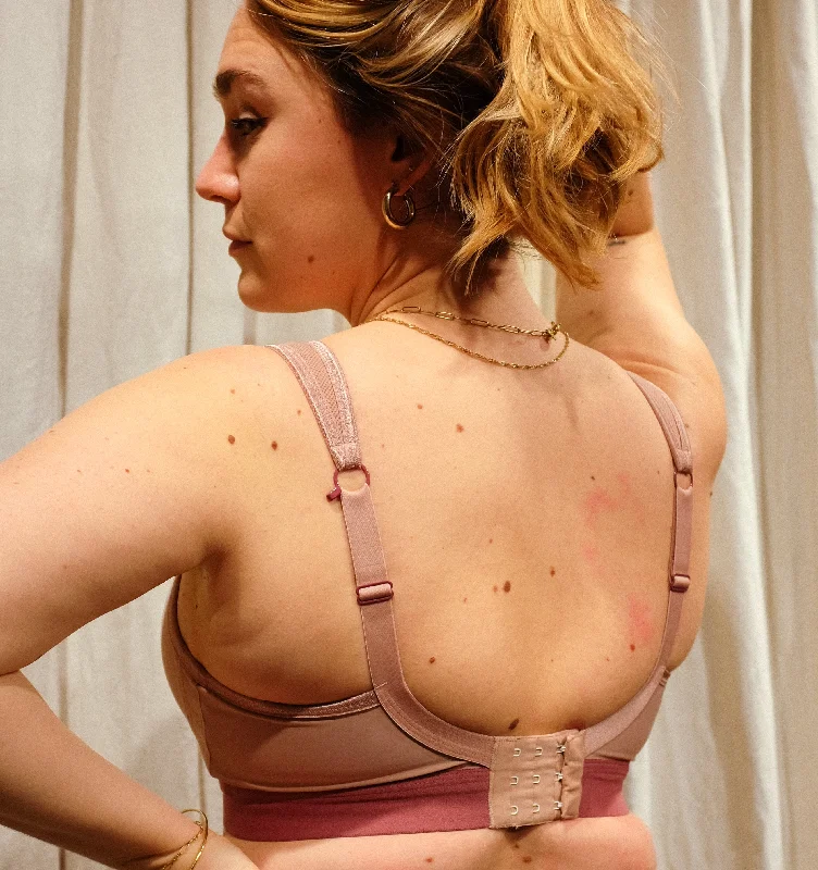 Non-wired shape sports bra [Taupe / Raspberry]