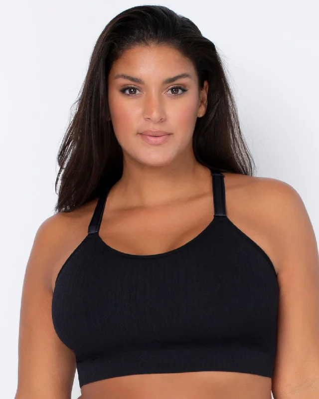 Smooth Seamless Comfort Wireless Longline Bra - Black Hue