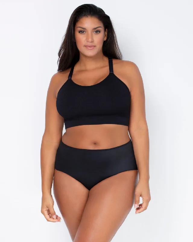 Smooth Seamless Comfort Wireless Longline Bra - Black Hue