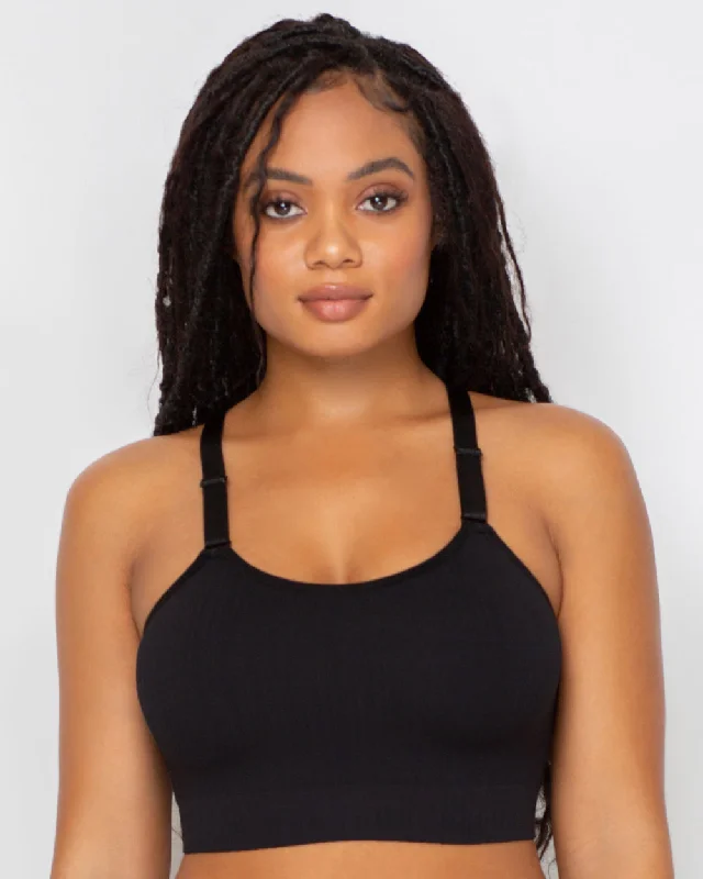 Smooth Seamless Comfort Wireless Longline Bra - Black Hue