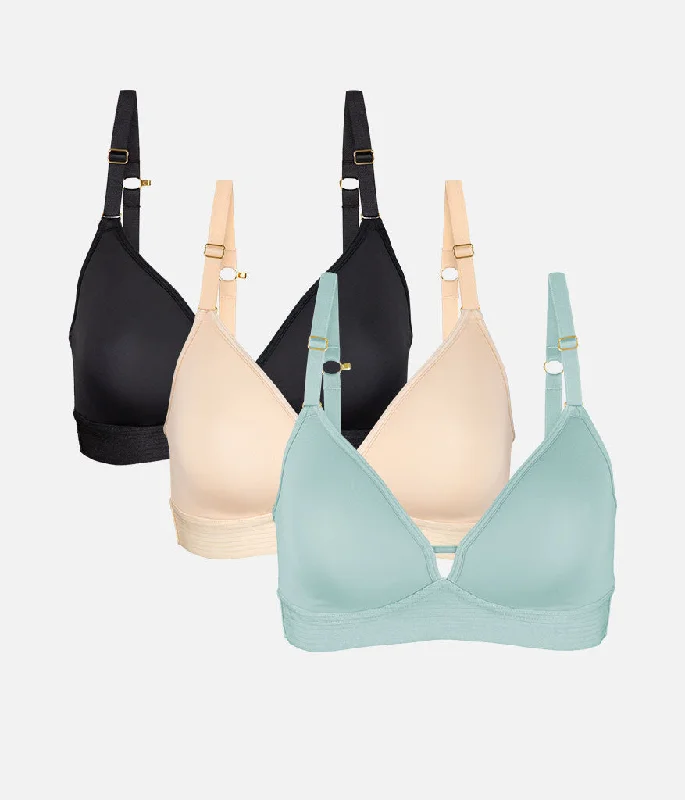 The Spacer Bra Trio: Jet Black/Toasted Almond/Jade Green