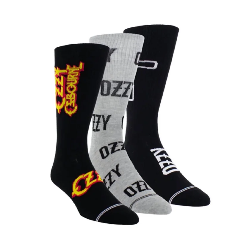 Unisex - 3 Pairs Ozzy Assorted Crew Socks In Black/grey/black