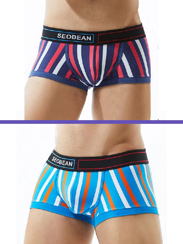 2 Pack Colorful Striped U Convex Pouch Underwear