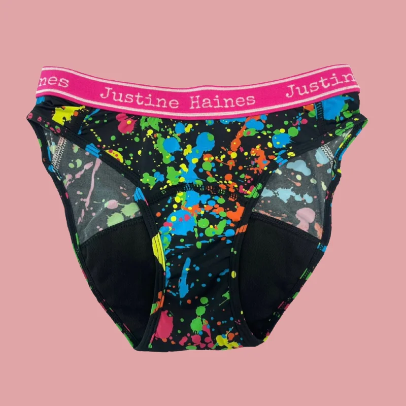 Low-Rise Period Panties in 80s Neon Paint SIZES XS & M