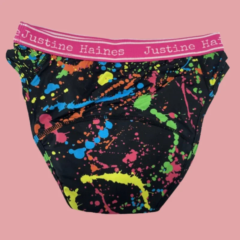 Low-Rise Period Panties in 80s Neon Paint SIZES XS & M