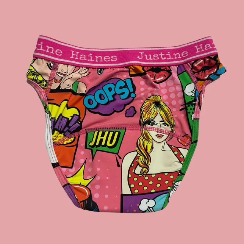 Low-Rise Period Panties in Hot Pink Pop Art IN X-SMALL