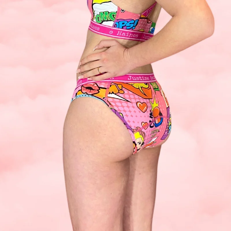 Low-Rise Period Panties in Hot Pink Pop Art IN X-SMALL