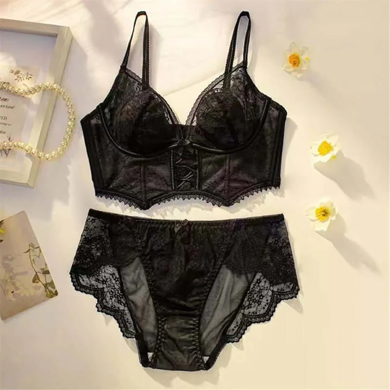 Azariah Top French Lace Embroidery Push Up Bra Set