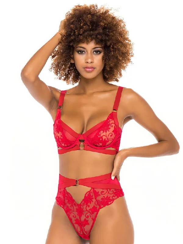 Bad Decisions Red Lace Bra & Panty Set