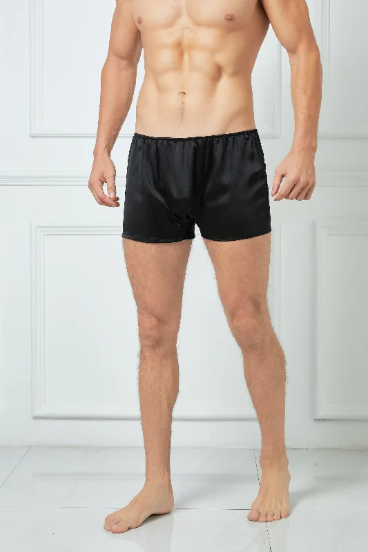 Black Pure Mulberry Silk Men's Trunks | Low Rise | 19 Momme | Soar Collection