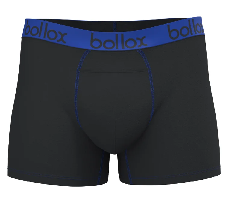 Black with Blue - Men's H-Fly Trunk - Bamboo & Cotton Blend (1Pack)