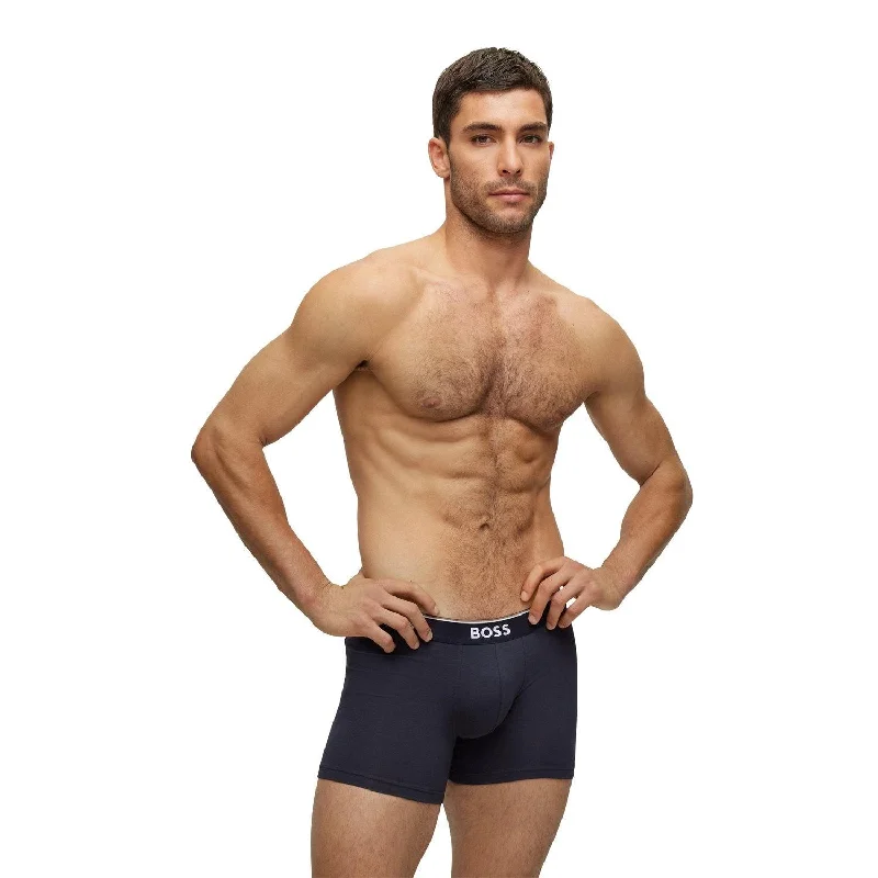 BOSS 3 Pack Power Cotton Stretch Boxer Briefs - Navy