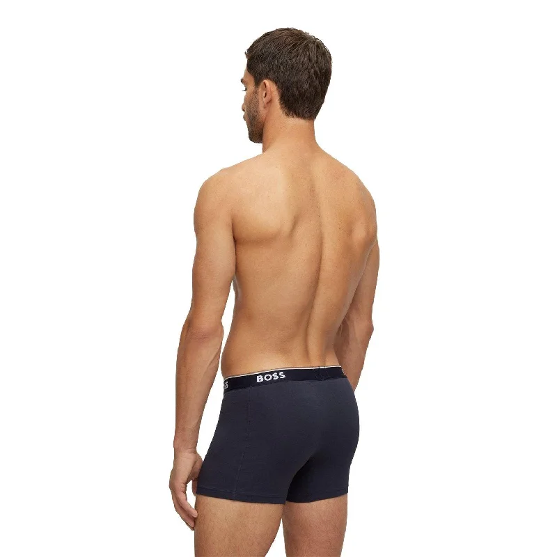 BOSS 3 Pack Power Cotton Stretch Boxer Briefs - Navy