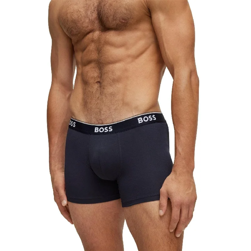 BOSS 3 Pack Power Cotton Stretch Boxer Briefs - Navy