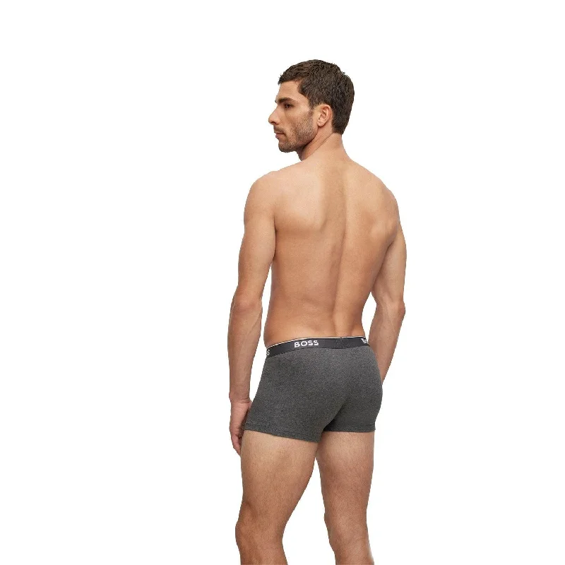 BOSS 3 Pack Power Cotton Stretch Trunks - Grey/Black Mix