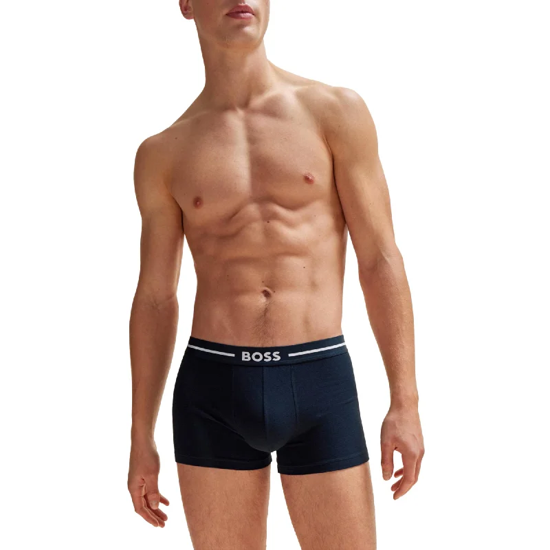 BOSS Mens 3 Pack Bold Cotton Stretch Trunk - Blue Mix