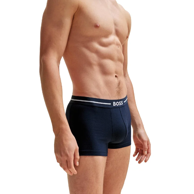 BOSS Mens 3 Pack Bold Cotton Stretch Trunk - Blue Mix