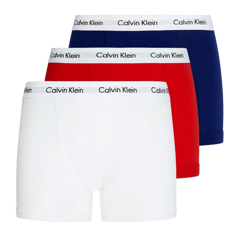 Calvin Klein 3 Pack Cotton Stretch Trunks - Red/Blue/White