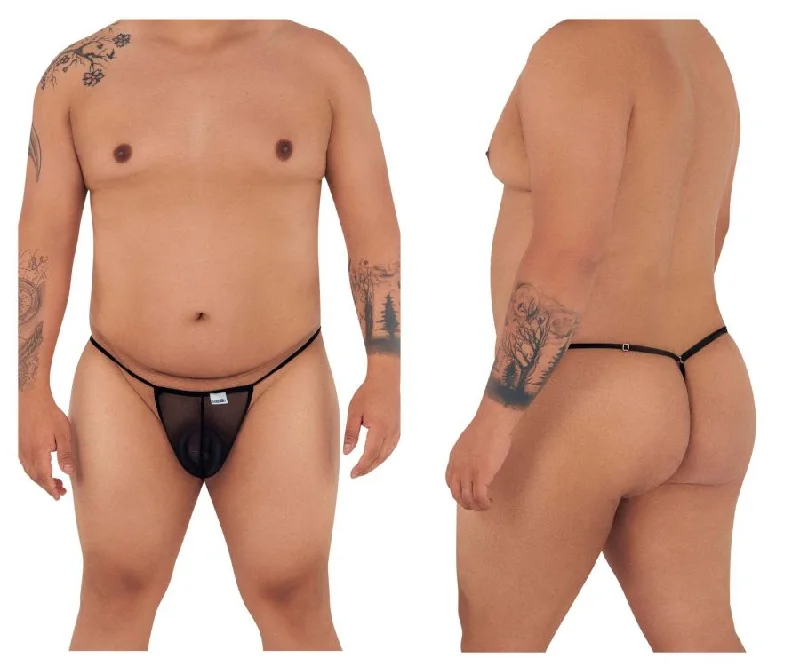 CandyMan 99246X Micro Mesh Thong Black Plus Sizes