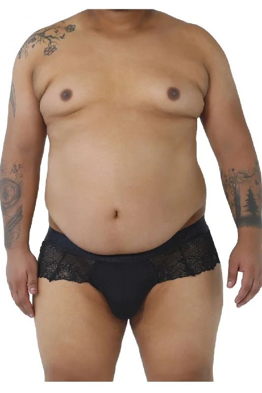 CandyMan 99304X Lace Thongs Black Plus Sizes