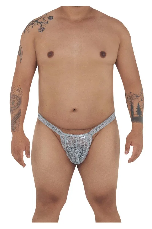 CandyMan 99420X Double Lace Thongs Gray Plus Sizes