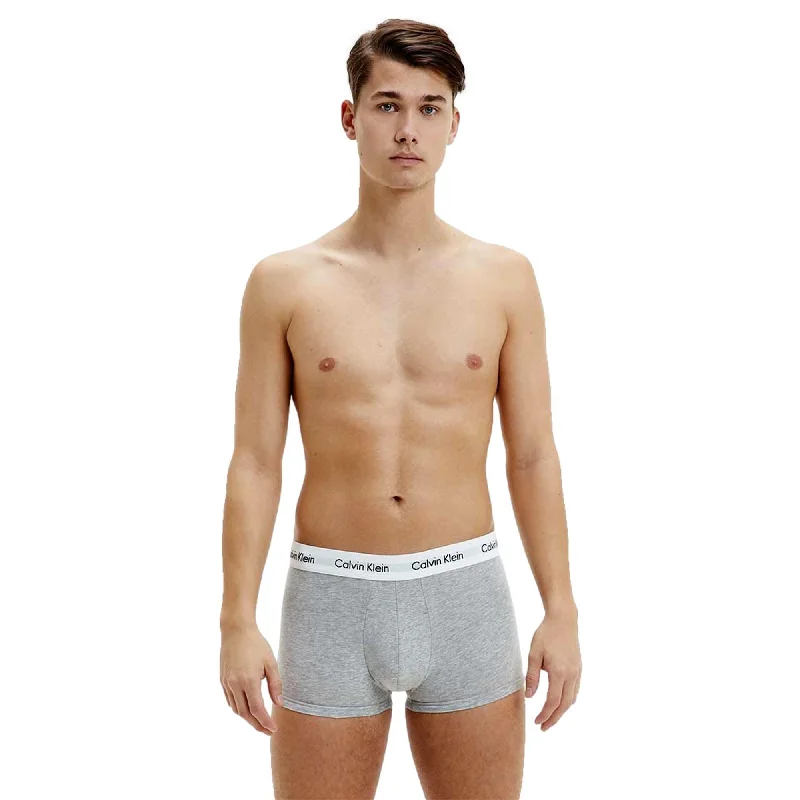 Calvin Klein 3 Pack Cotton Stretch Low Rise Trunks - Black/White/Grey Heather