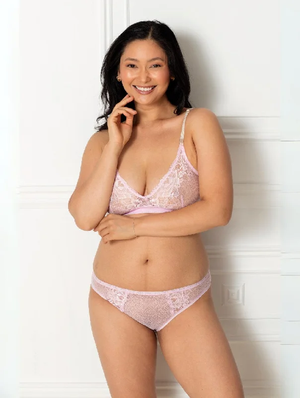 ELLE 24/7 Lace Bralette & Brazilian Set - Light Pink