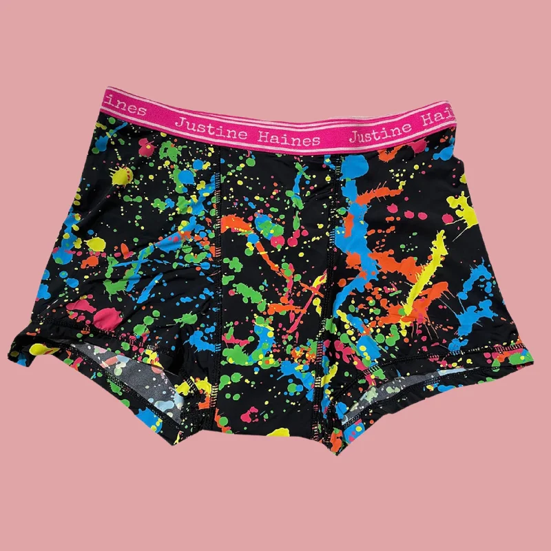 BoxerBriefs Period BoyShort in 80s Neon Paint SIZE XSMALL