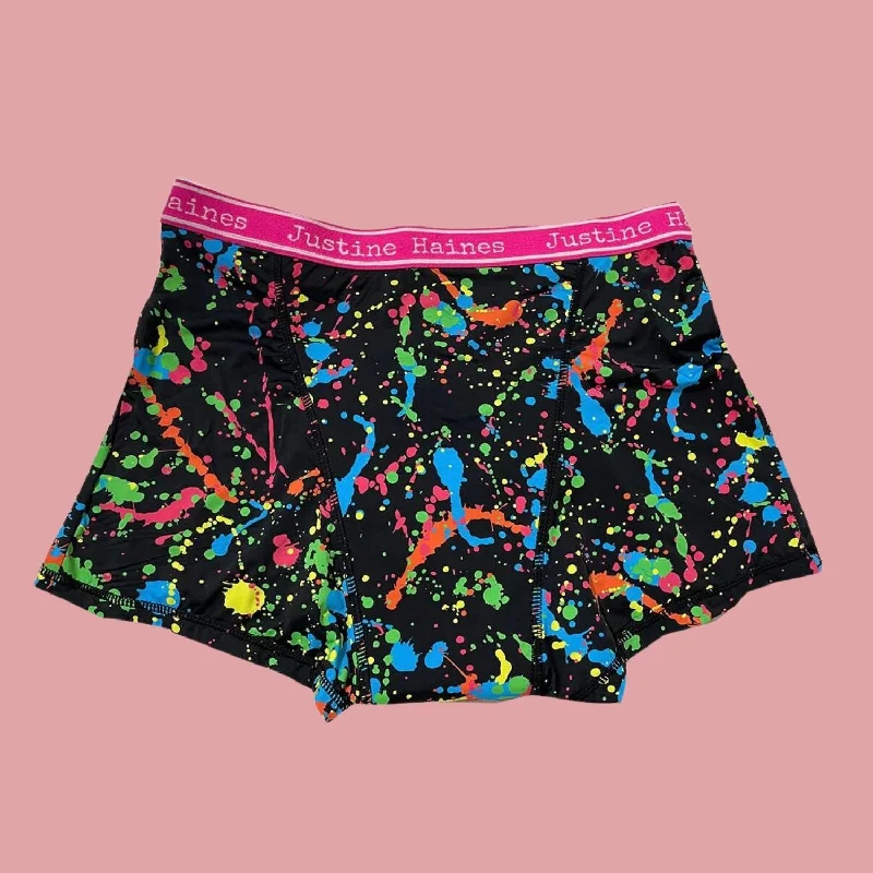 BoxerBriefs Period BoyShort in 80s Neon Paint SIZE XSMALL