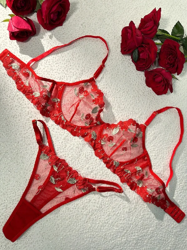 Floral Sheer Cup Lingerie Set