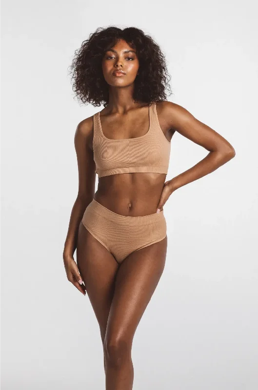 High Sculpt Thong Rib in Dusty Nude