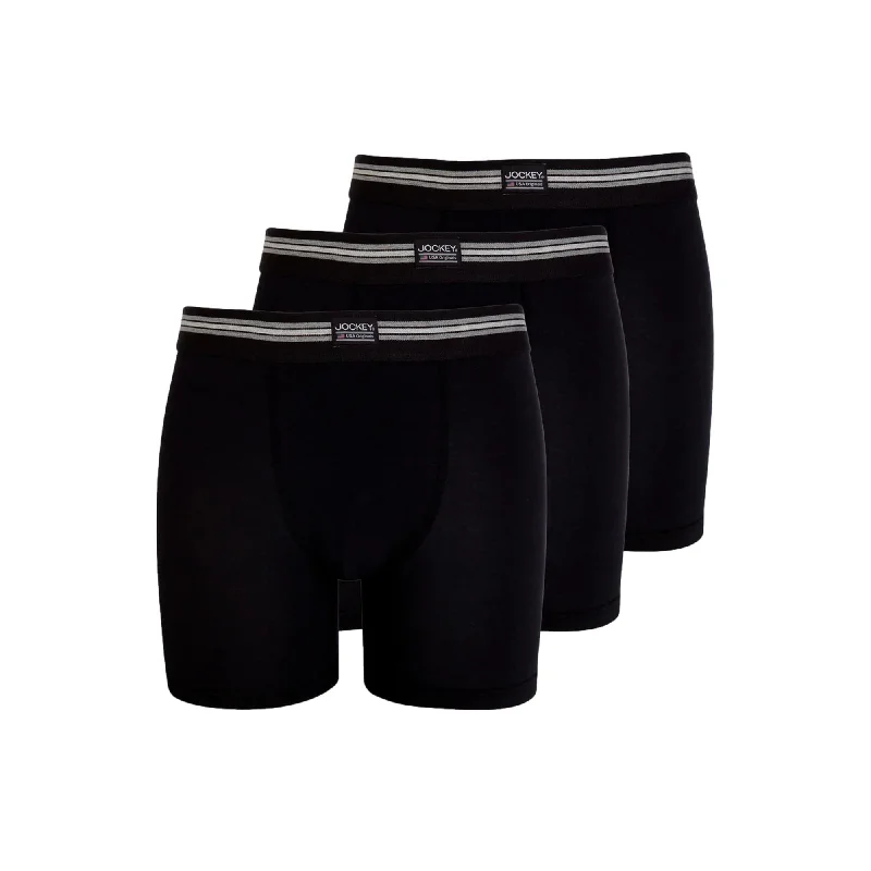 Jockey Cotton Stretch Boxer Trunk 3 Pack - Black