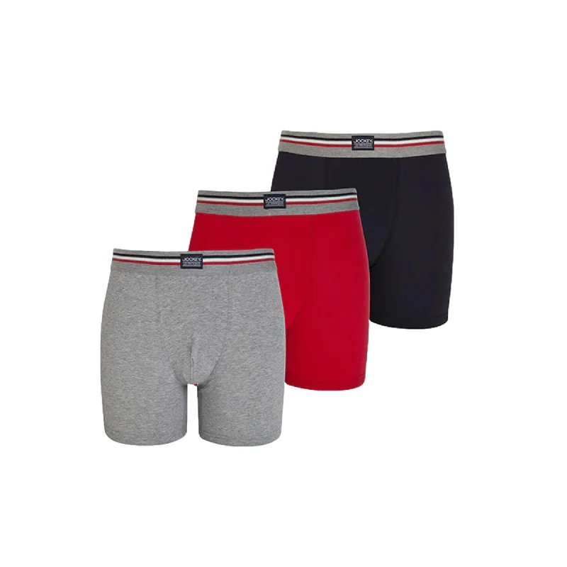 Jockey Cotton Stretch Boxer Trunk 3 Pack - Grey Mix