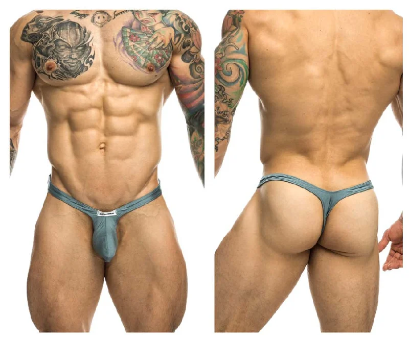 JUSTIN+SIMON XSJBU02 Bulge Thongs Metal Green Plus Sizes