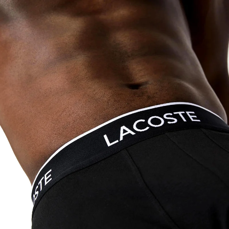 Lacoste Casual Cotton Stretch Boxer Brief 3 Pack - Black/White/Silver Chine