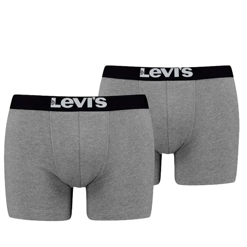 Levi's 2 Pack Solid Basic Boxer Brief - Middle Grey Melange