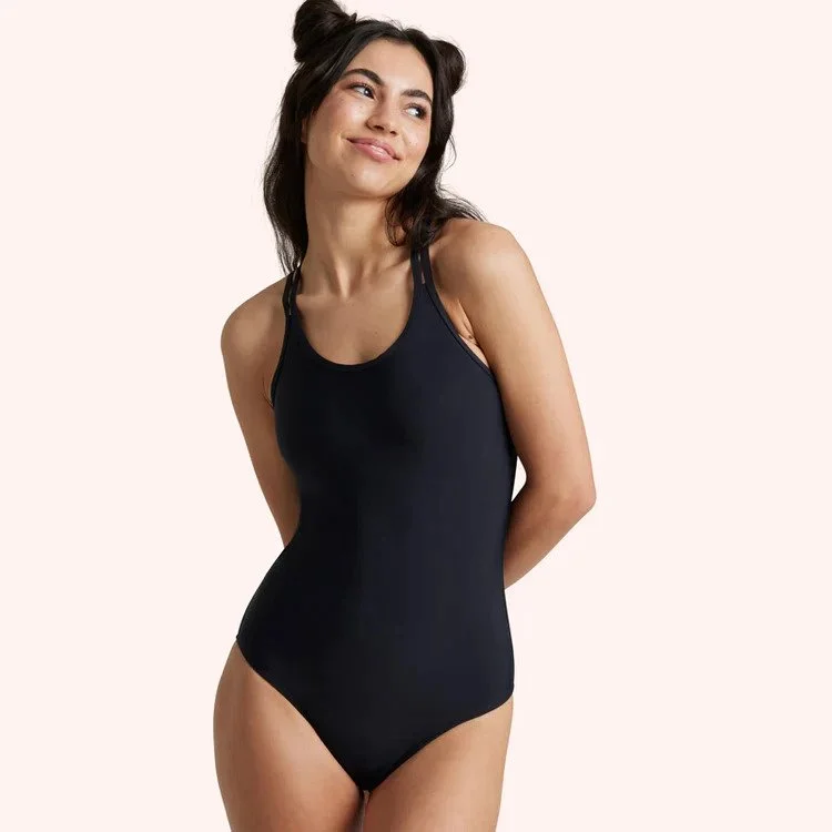 Love Luna Tween/Teen Girls Period Swim One Piece - Black