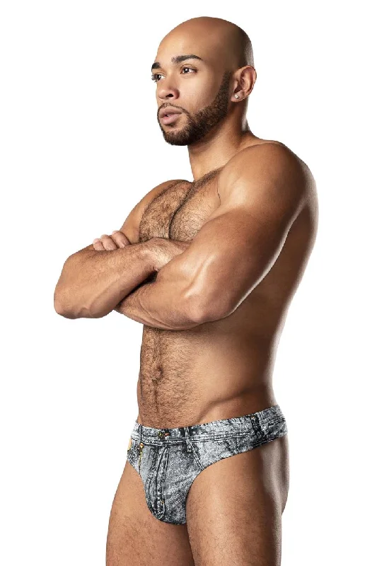 Male Power 440-286 Dirty Denim Thong Denim Print