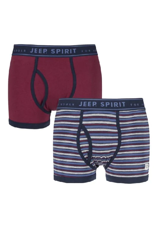 Mens 2 Pack Jeep Spirit Varried Stripe and Plain Cotton Rich Keyhole Trunks