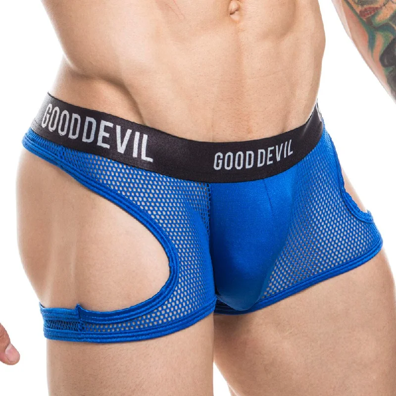 JCSTK - Mens Good Devil Large Net Thong Shorts Blue