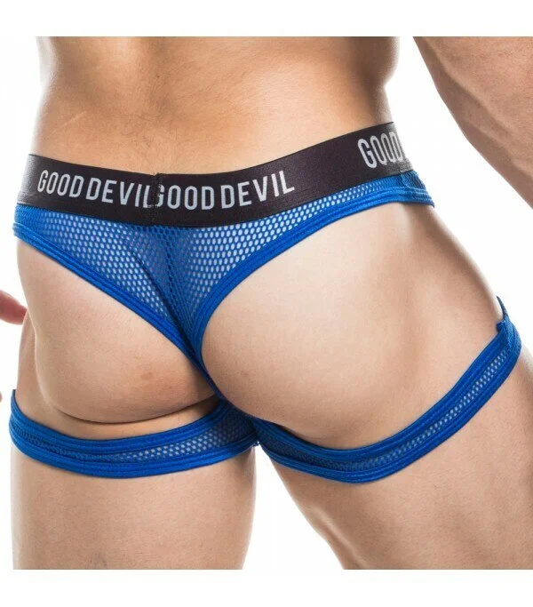 JCSTK - Mens Good Devil Large Net Thong Shorts Blue