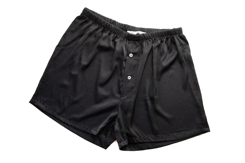 Mens Satin Boxers Black