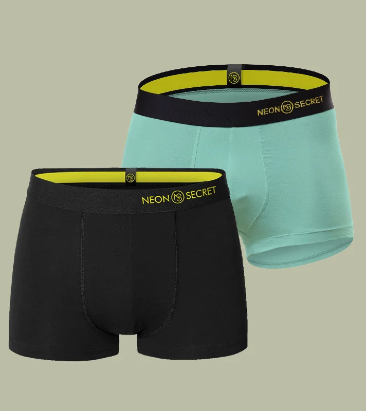 Micro Modal Antibacterial Trunks- Pack of 2 (Midnight Black and Spear mint)