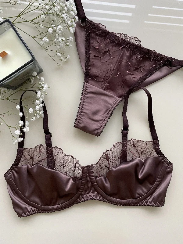 Mocha Bloom Lingerie Set