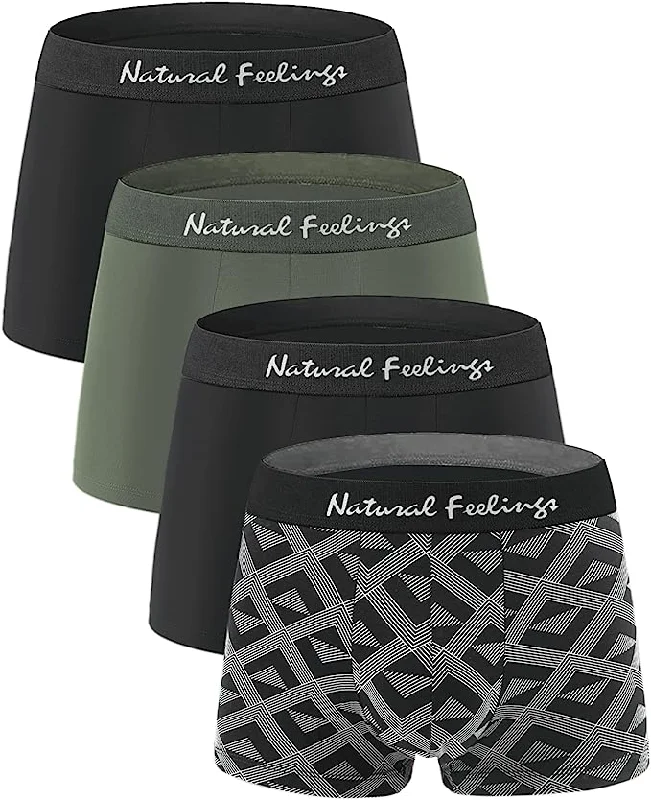 Natural Feelings Men's Underwear Boxer Briefs Soft Modal Breathable Underwear for Men 4 Pack