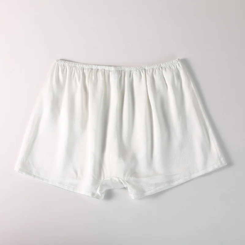 Pearl White Pure Mulberry Silk Men's Trunks | Low Rise | 19 Momme | Soar Collection