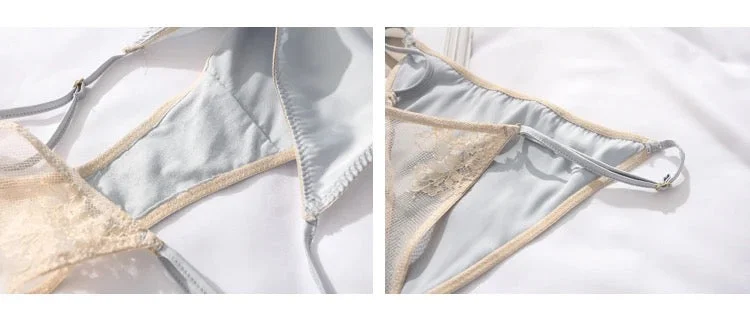 Premium Grey Silk Nightdress Lingerie Vintage Nightgown