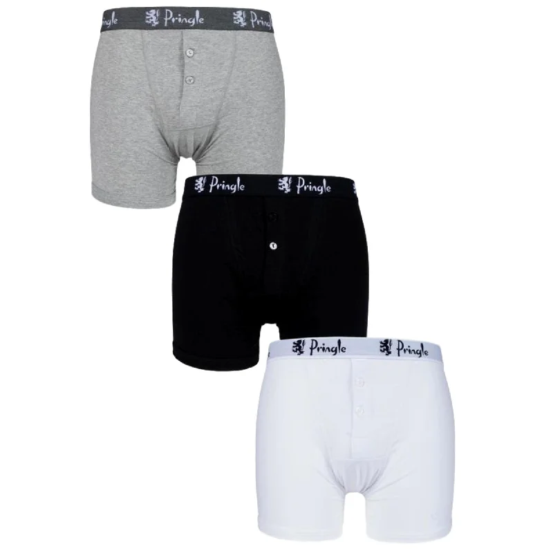 Pringle William Boxer Trunks 3 Pack Grey White And Black